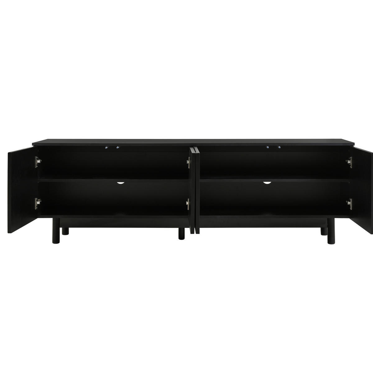 TV ormarić 175/38/56 cm crni od MDF-a i iverice s 4 vrata i podesivim policama - crna, drvni materijal (175/56/38cm) - OKWISH