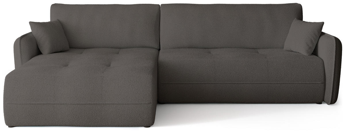 ECKSOFA CLAUDIO mit Schlaffunktion Dunkelgrau - Dunkelgrau, Textil (263/150cm) - Bromarkt