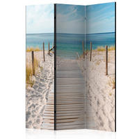 PARAVENT Einseitig Bedruckter 3-tlg 135x172 cm Meer Strand und D nen - Multicolor, Holz/Textil (135/172/3cm) - Muralo