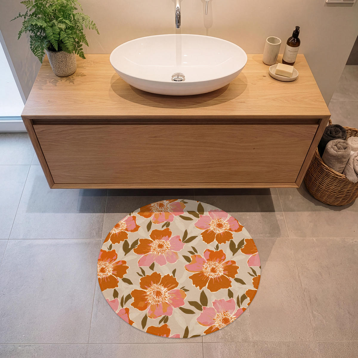 KÚPEĽŇOVÁ PREDLOŽKA Kvety - Motív - Retro 70x70 cm - viacfarebná, textil/plast (70/70cm) - OnlyWow