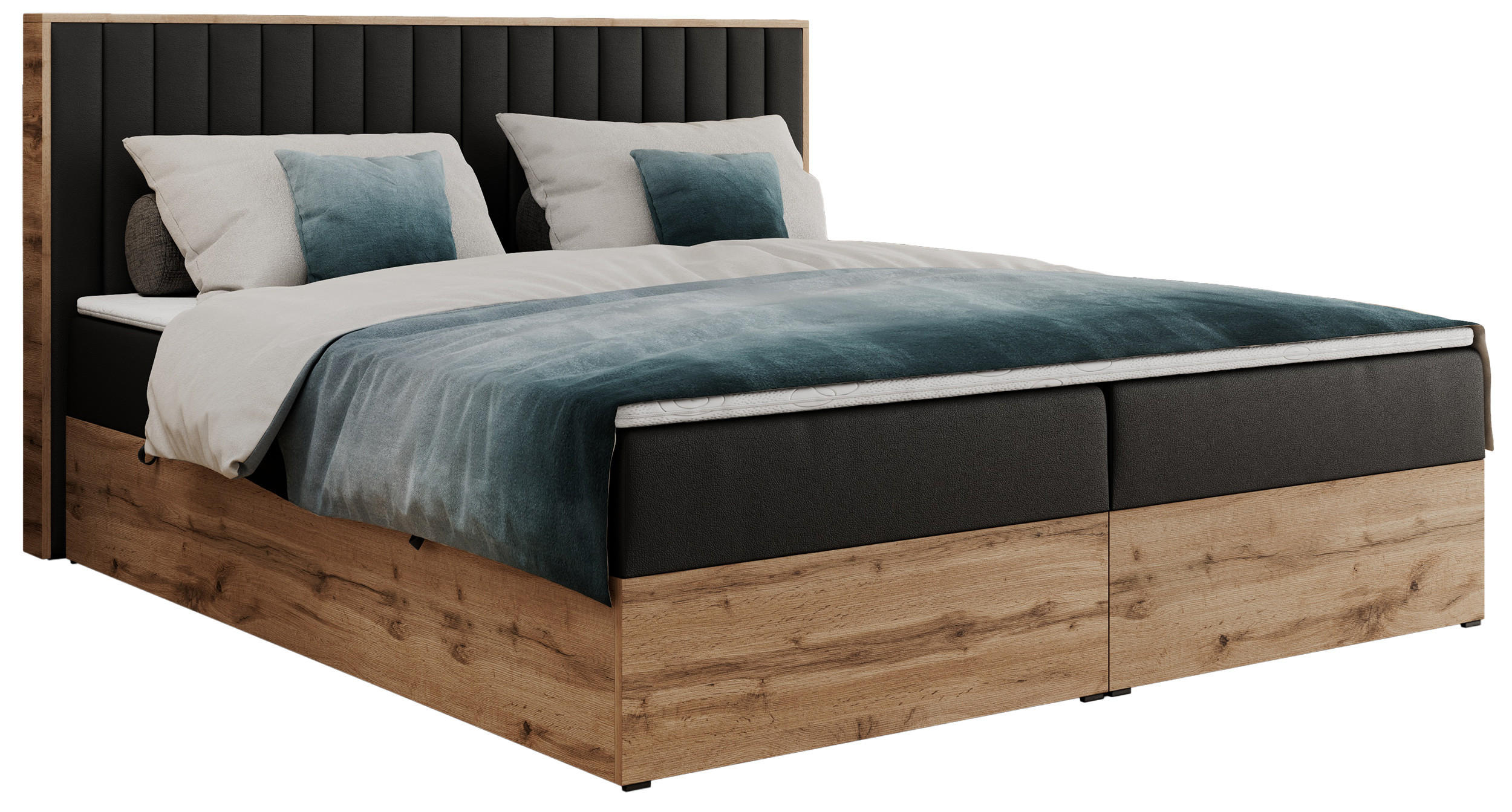 BOXBETT ALBERO 4 - 140/200 Schwarz Kunstleder - H3 - Schwarz, Holz/Textil (140/200cm) - MKS
