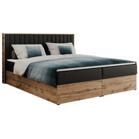 BOXBETT ALBERO 4 - 120/200 Schwarz Kunstleder - H3 - Schwarz, Holz/Textil (120/200cm) - MKS