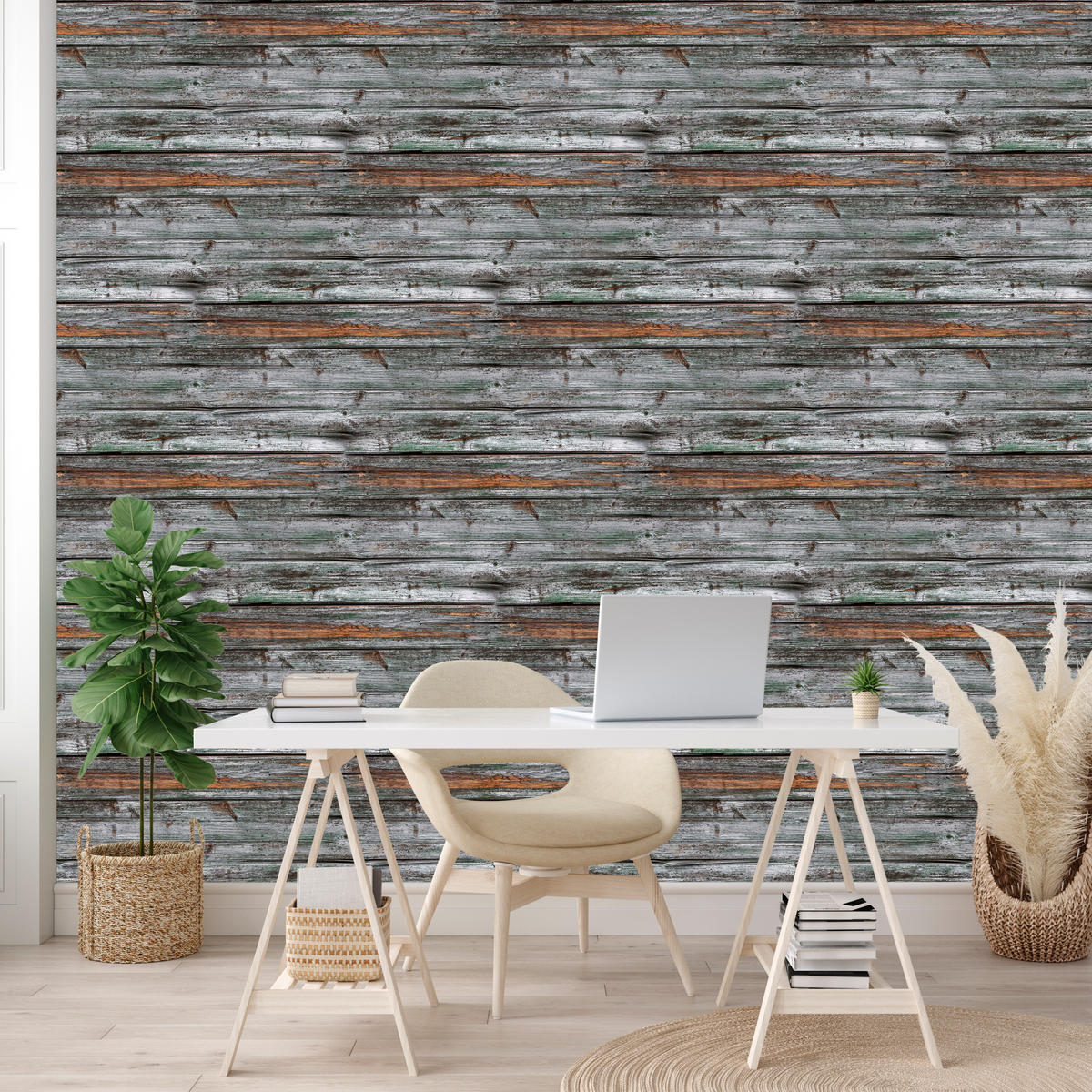 VLIESTAPETE Holzbretter im Retro-Stil – Grau, Braun – 50x1000 cm - Braun/Grau, Papier (50/1000cm) - Muralo