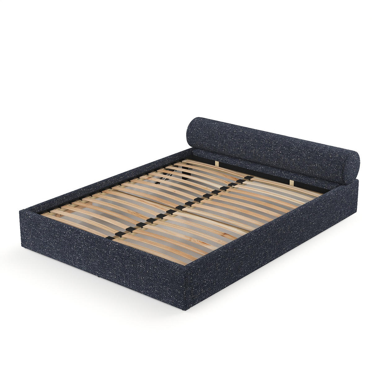 POLSTERBETT Solvo mit Stauraum 160/200 cm Dunkelblau im Blur Stoff - Schwarz/Naturfarben, Holz/Holzwerkstoff (160/200cm) - AltaBeds