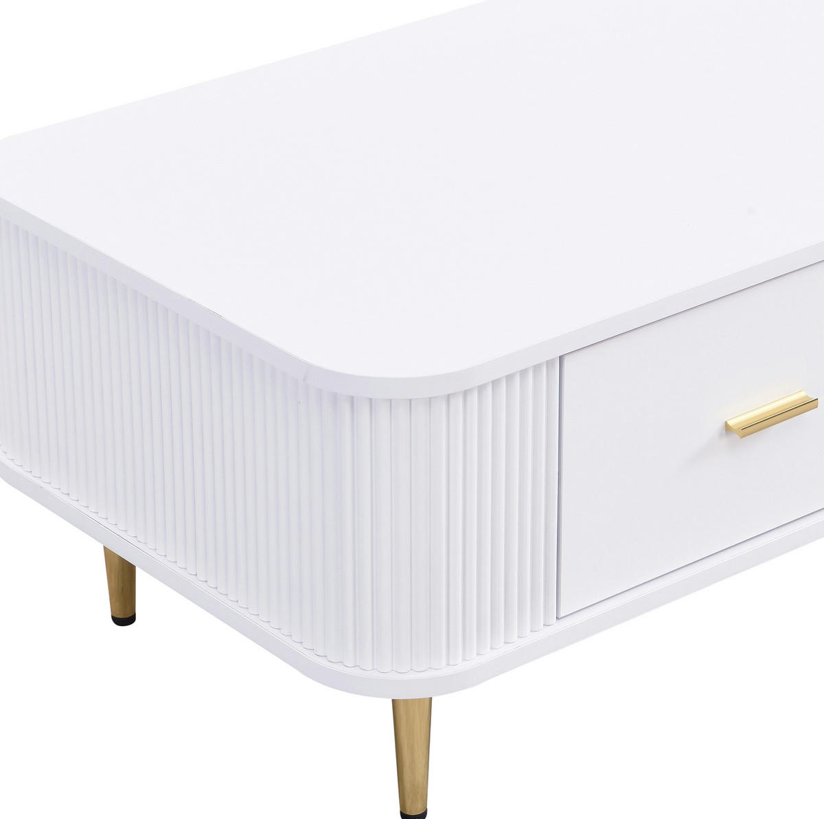 COUCHTISCH aus MDF 105x51x38 cm in Weiß mit 4 Schubladen - Weiß, Holzwerkstoff (105/51/38cm) - Modfu