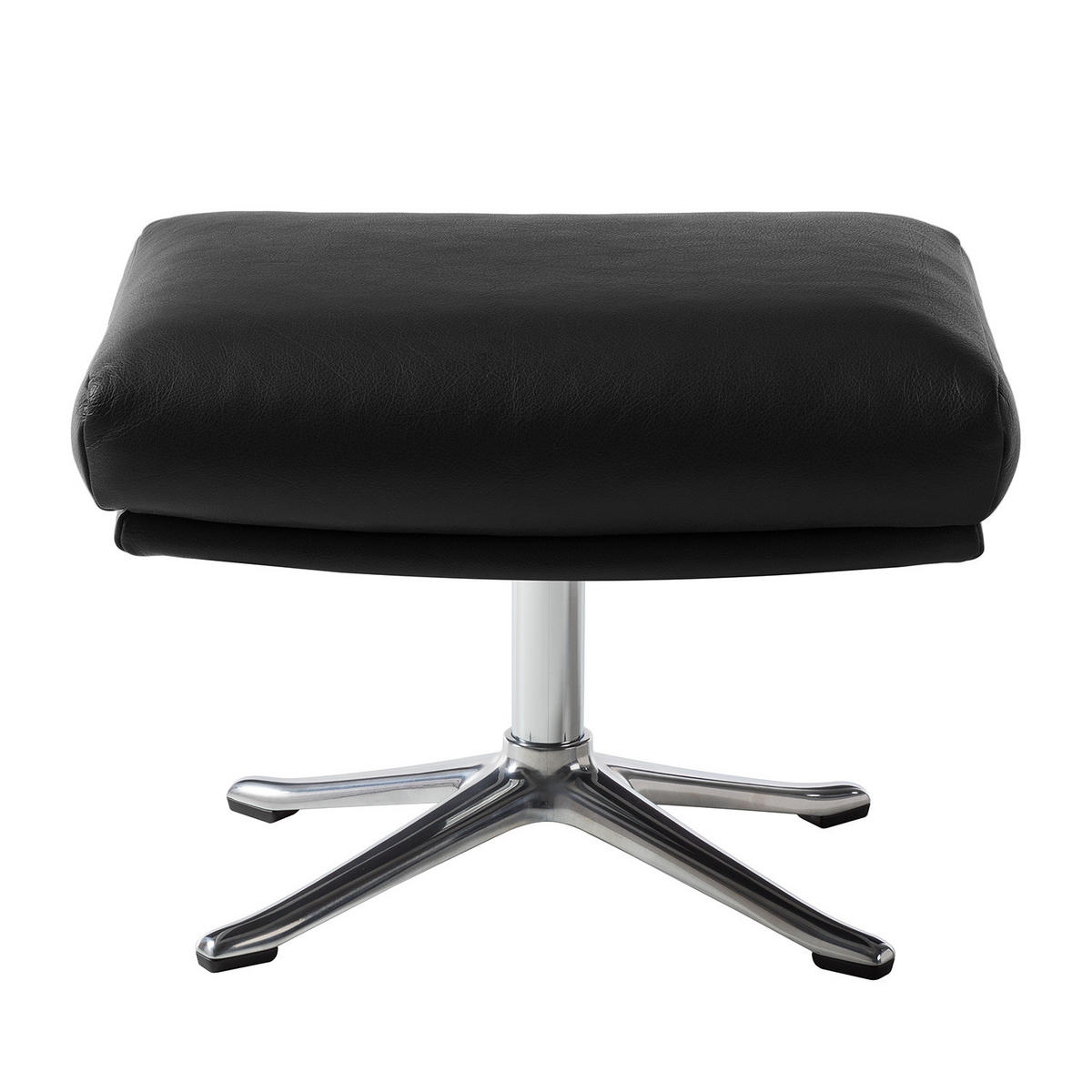 HOCKER mit Kreuzfuß - Chromfarben/Schwarz, Leder/Metall (54/41/41cm) - home24