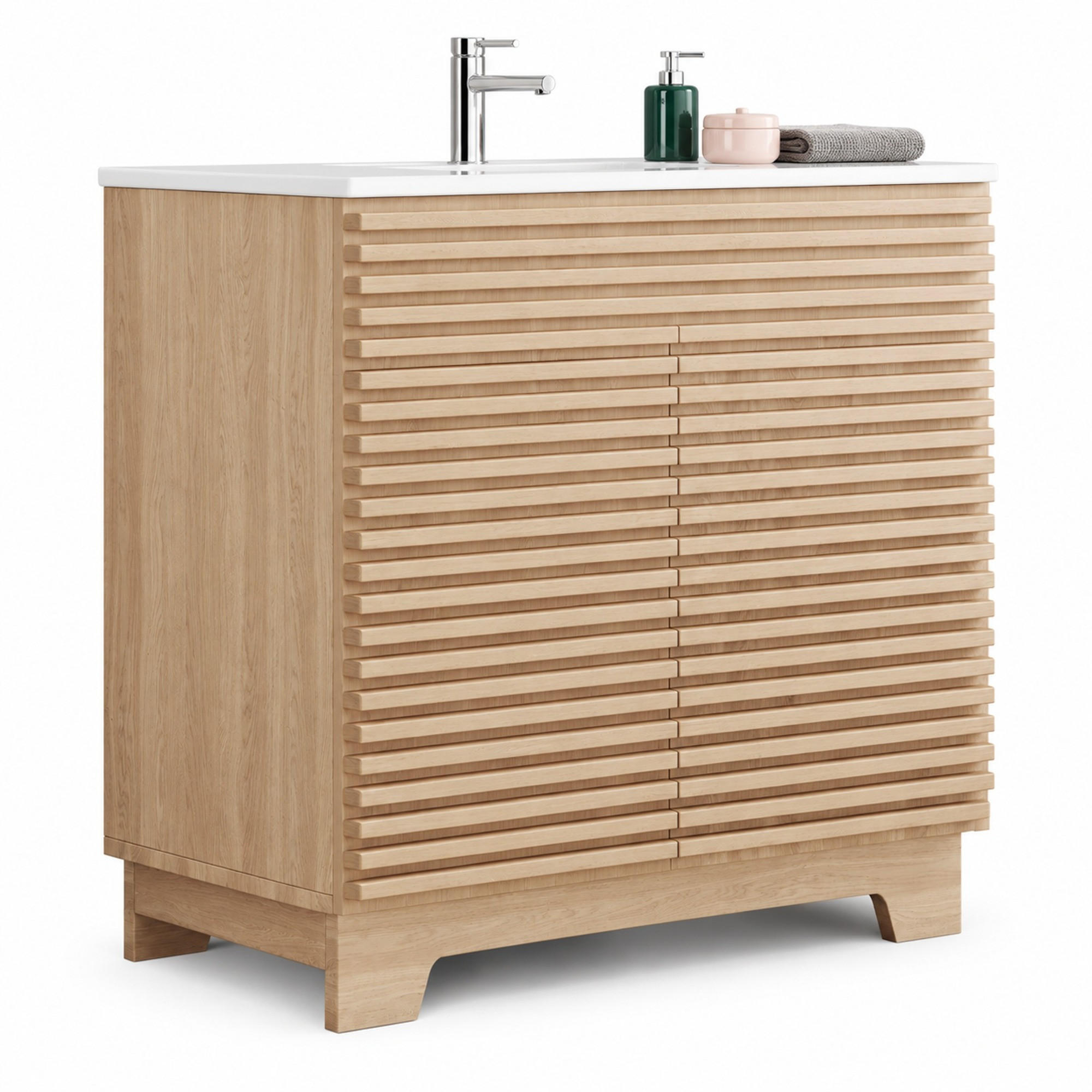 Beauniv Waschtischunterschrank Natur 46x80x91 cm