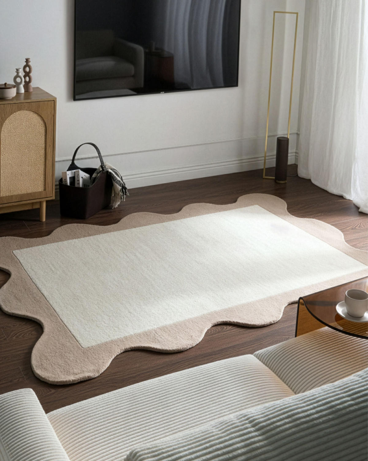KOBEREC Béžový 160/230 cm Vlna Sanghar - béžová, textil (160/230cm) - Beliani