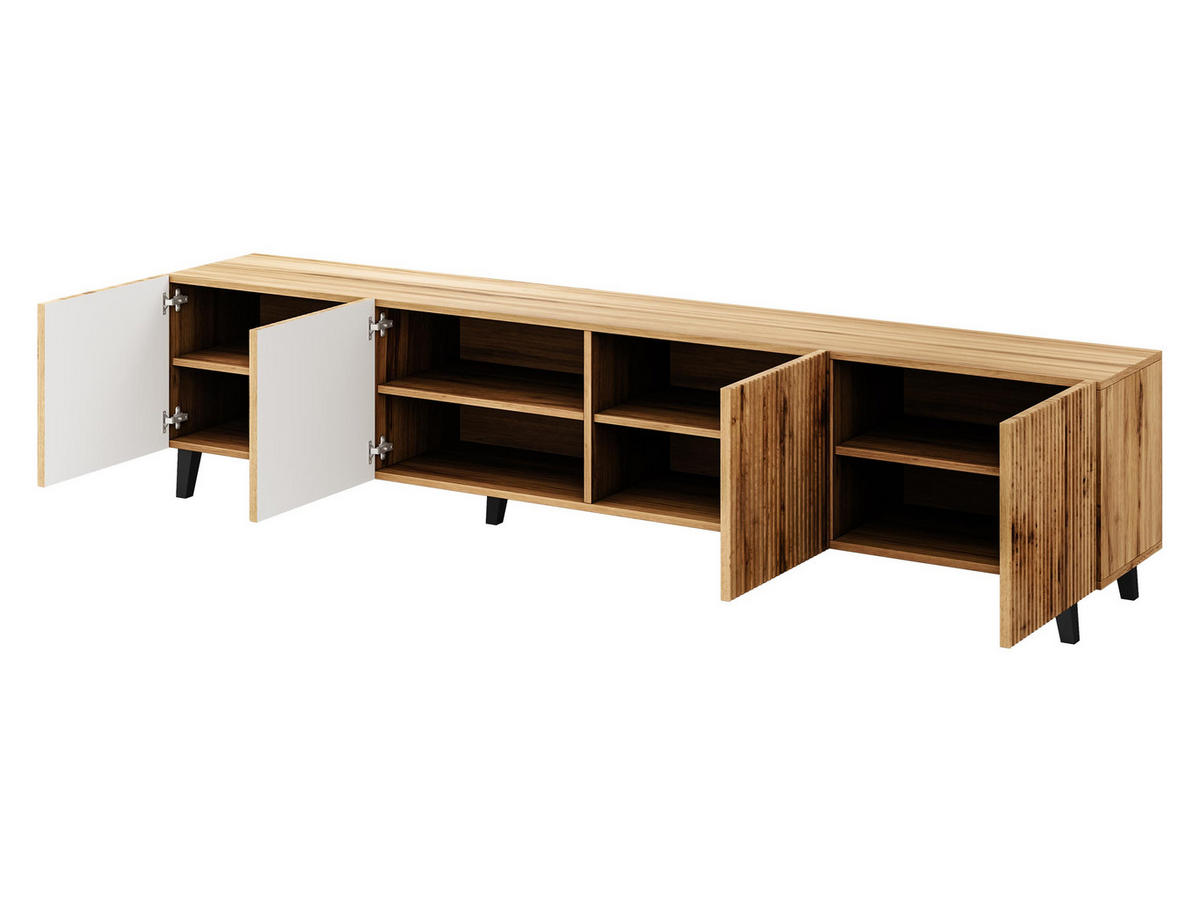 TV-ELEMENT Vamos 200 - Schwarz/Braun, Holzwerkstoff/Kunststoff (201/53/42cm) - MIRJAN24