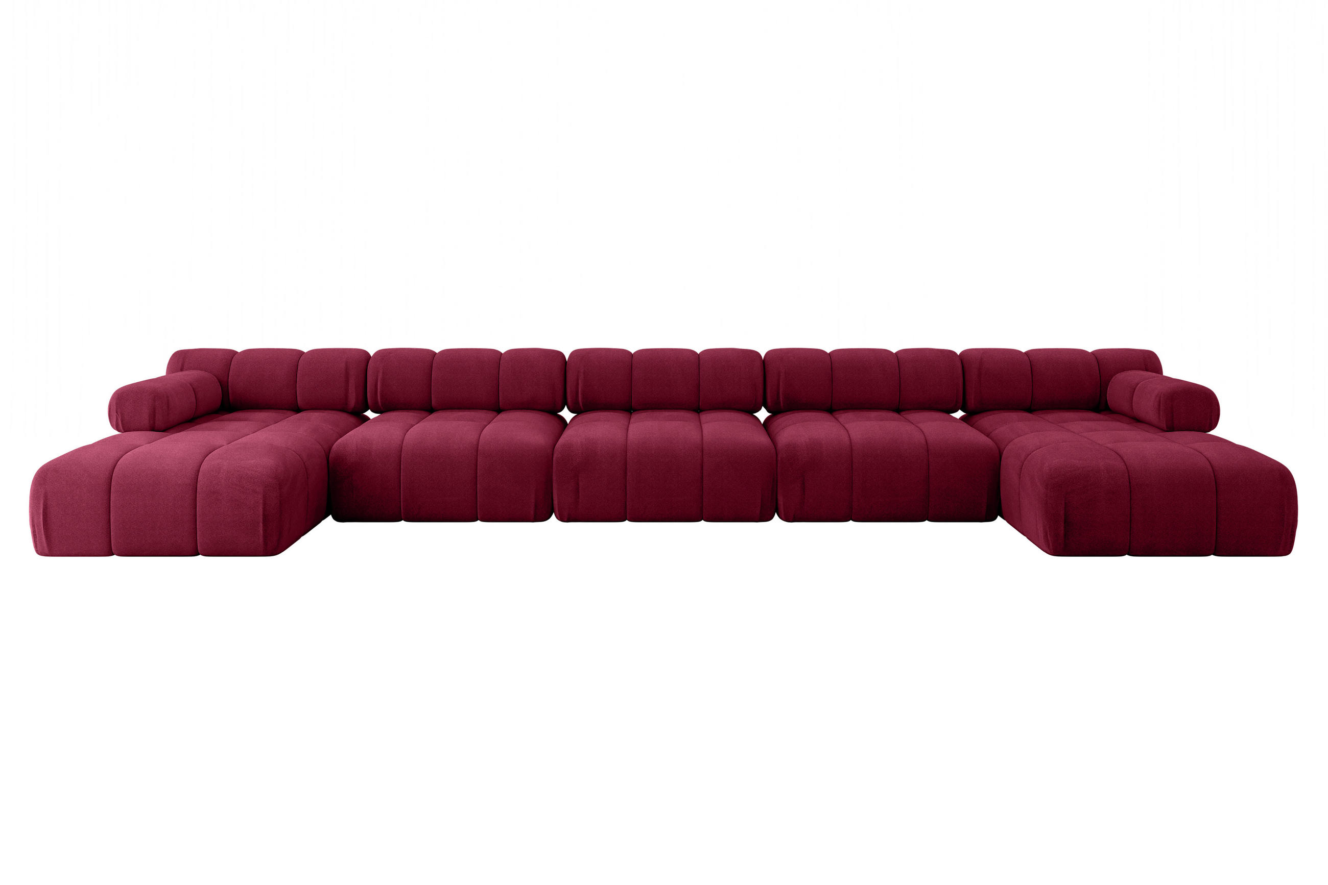 WOHNLANDSCHAFT modulares Sofa Tesso-U3 - 475x160x70 cm Bordeauxrot Velours - Bordeaux, Holzwerkstoff/Textil (475/70/160cm) - ALTDECOR