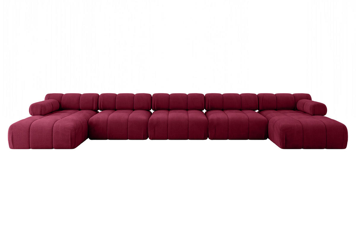 WOHNLANDSCHAFT modulares Sofa Tesso-U3 - 475x160x70 cm Bordeauxrot Velours - Bordeaux, Holzwerkstoff/Textil (475/70/160cm) - ALTDECOR