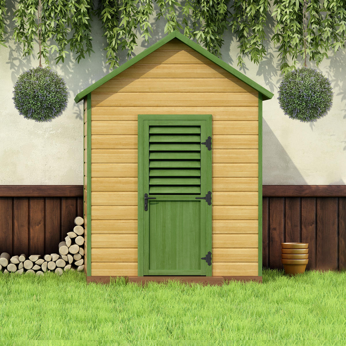 KÜNSTLICHER LAVENDEL 42 cm, Kugelform, Violett+Grün - Violett, Kunststoff (42cm) - HOMCOM