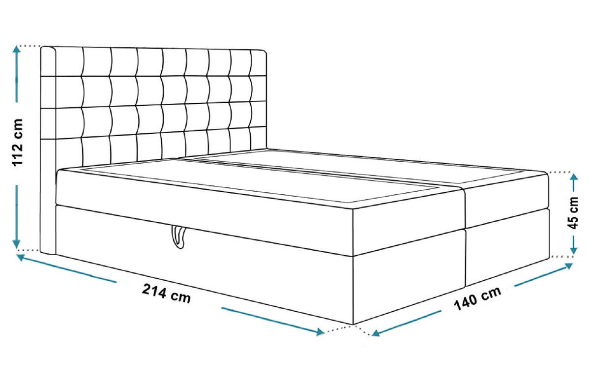 BOXSPRINGBETT 140x200 Jora mit Matratze H3, Bettkasten, Blau - Blau, Holz/Textil (140/200cm) - Emporius