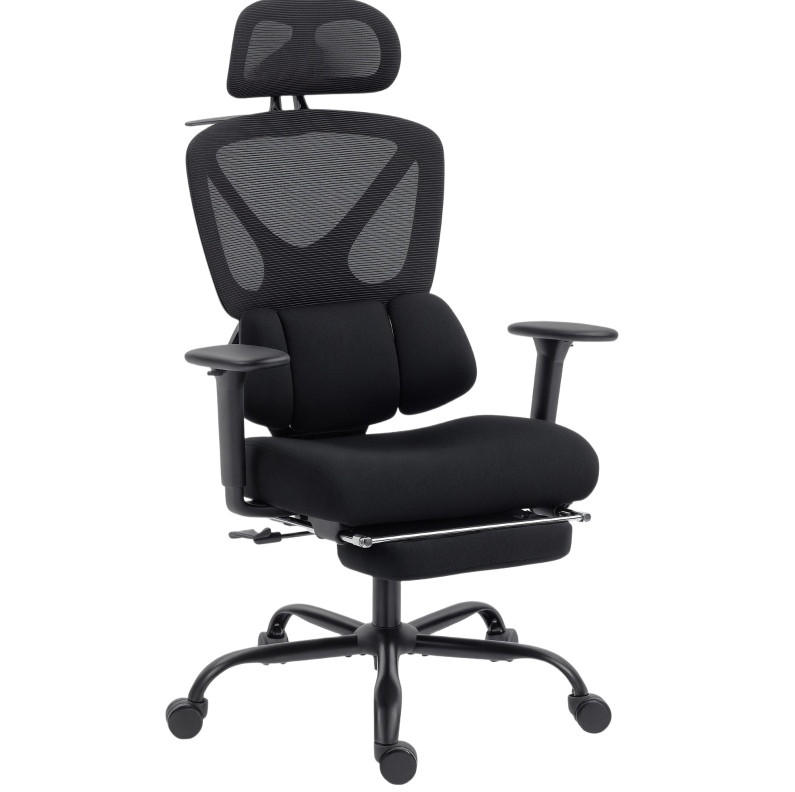 DREHSTUHL Schwarz aus Plastic mit Fußstütze - Schwarz, Kunststoff (73/128/75cm) - OKMYHOME