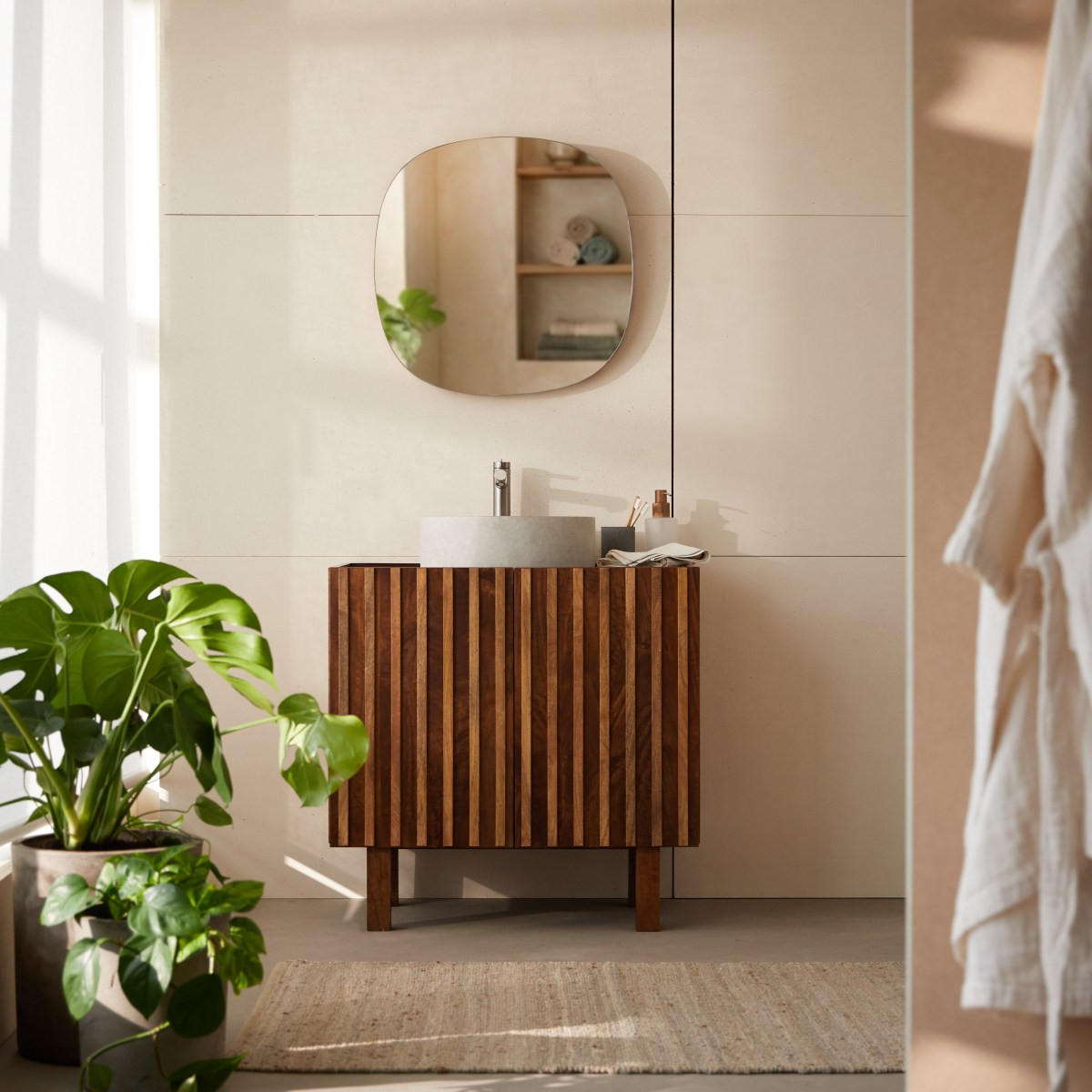 BADEZIMMERMÖBEL Milo Dunkelbraun aus Mango - Dunkelbraun, Holz (80/79/48cm) - Tikamoon