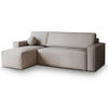ECKSOFA RAVELO P Hellgrau Kordstoff mit Schlaffunktion - Hellgrau, Holz (240/140cm) - MASSENO