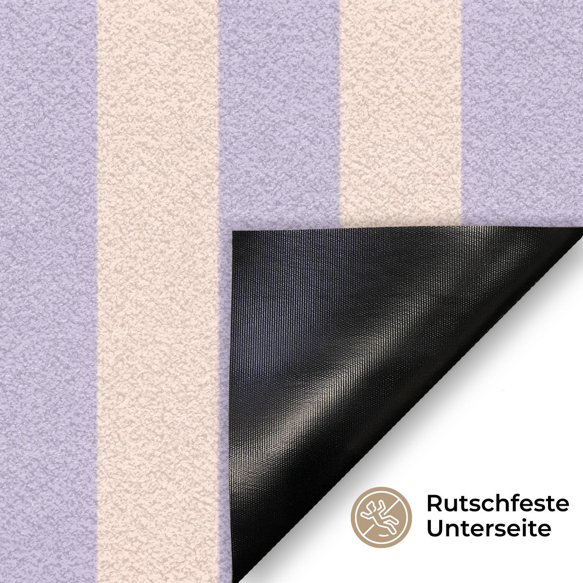 FUSSMATTE Lila – Orange – Streifen – Willkommen 60x40 cm - Flieder, Kunststoff (60/0.4cm) - MuchoWow