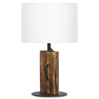 TISCHLEUCHTE Pinienholz Braun Weiß - Braun, Textil (25/25/40.2cm)