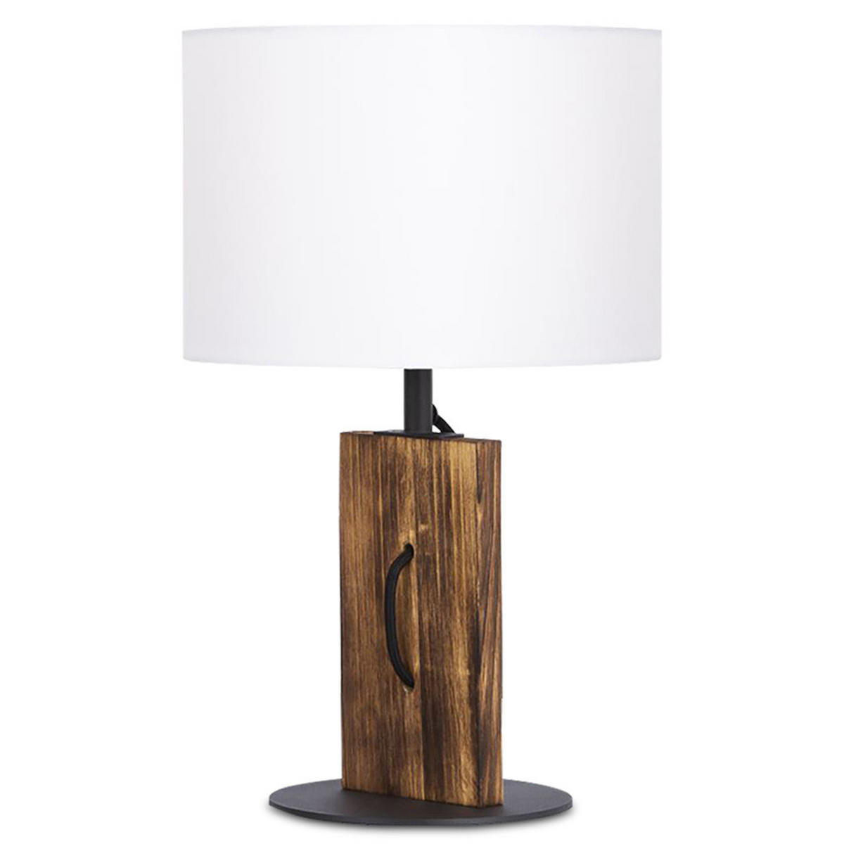 TISCHLEUCHTE Pinienholz Braun Weiß - Braun, Textil (25/25/40.2cm)