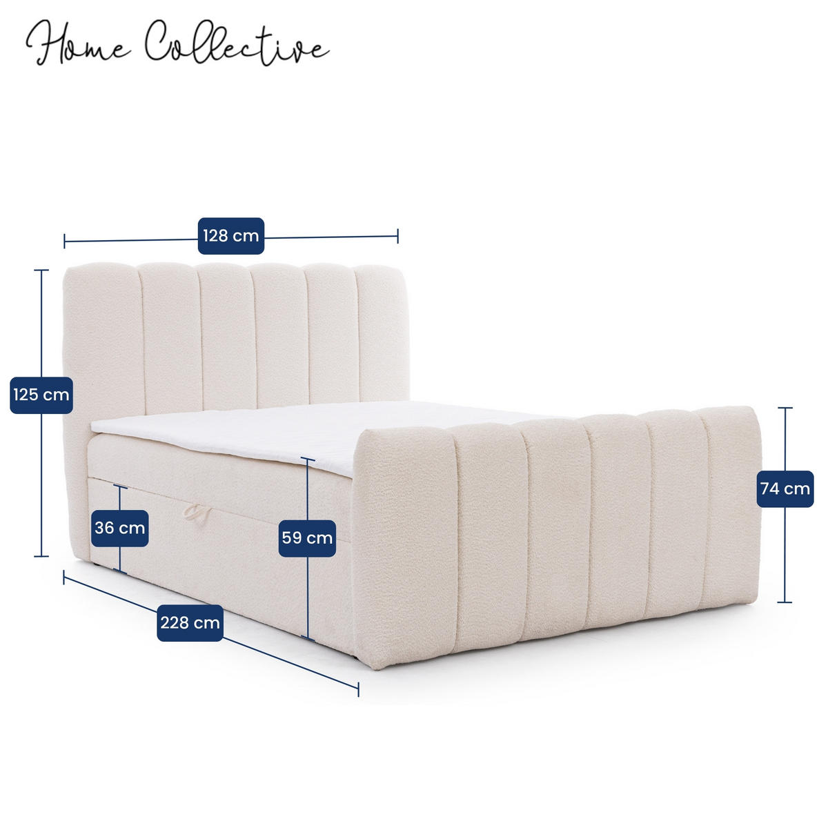 BOXBETT mit Topper und Stauraum 120x200 cm in Creme - Creme, Textil (120/200cm) - Home Collective