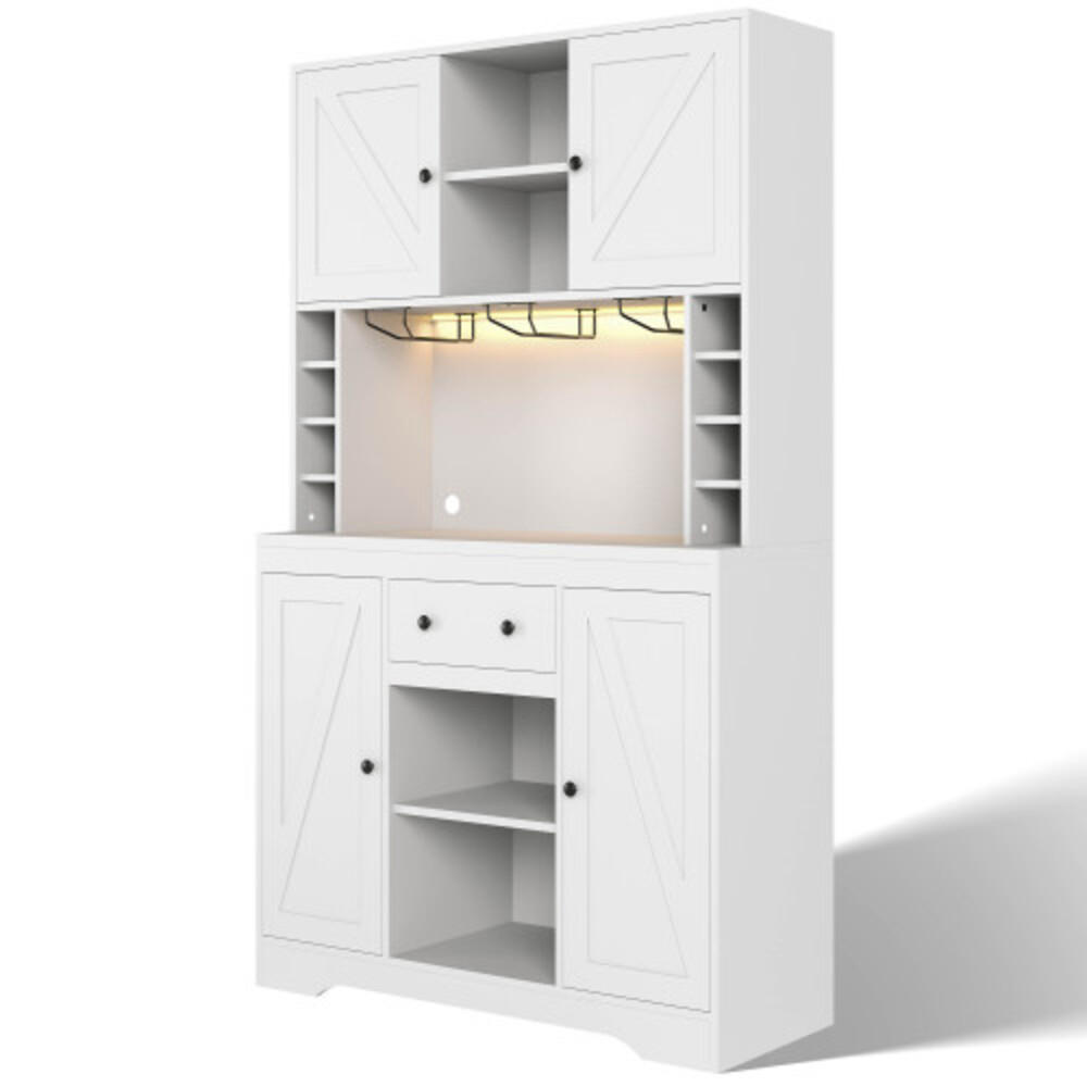 KÜCHENSCHRANK weiß aus MDF mit App-LED, integriertem Strommodul und Weinfächern 105 × 40 × 180 cm - Weiß, Holzwerkstoff (105/180/40cm) - Luhomfu