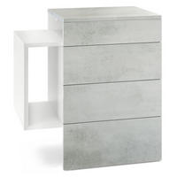 NACHTTISCH Queens Front in Beton Oxid Optik - Hellgrau, Holzwerkstoff (60/63/36cm) - Vladon