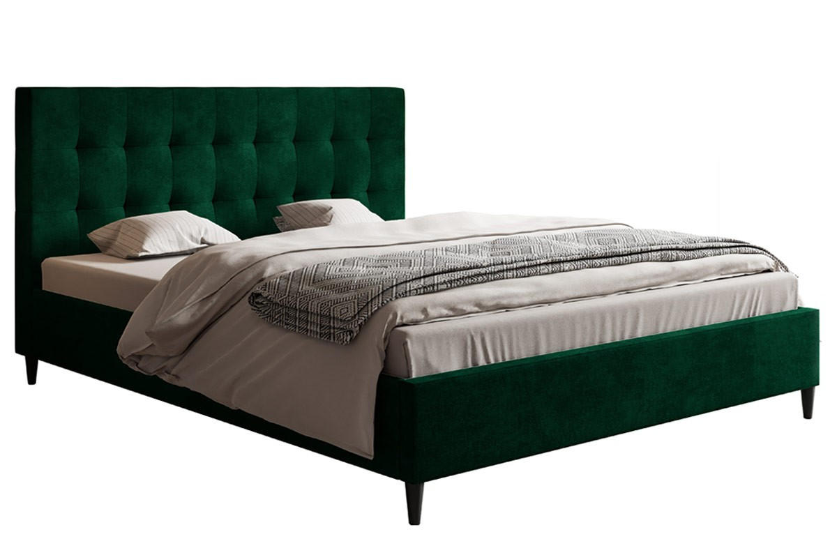 BETT Gesteppt Kronos 19 Samt Flaschengrün 120x200 cm - Grün, Textil (120/200cm) - Sepro Meble