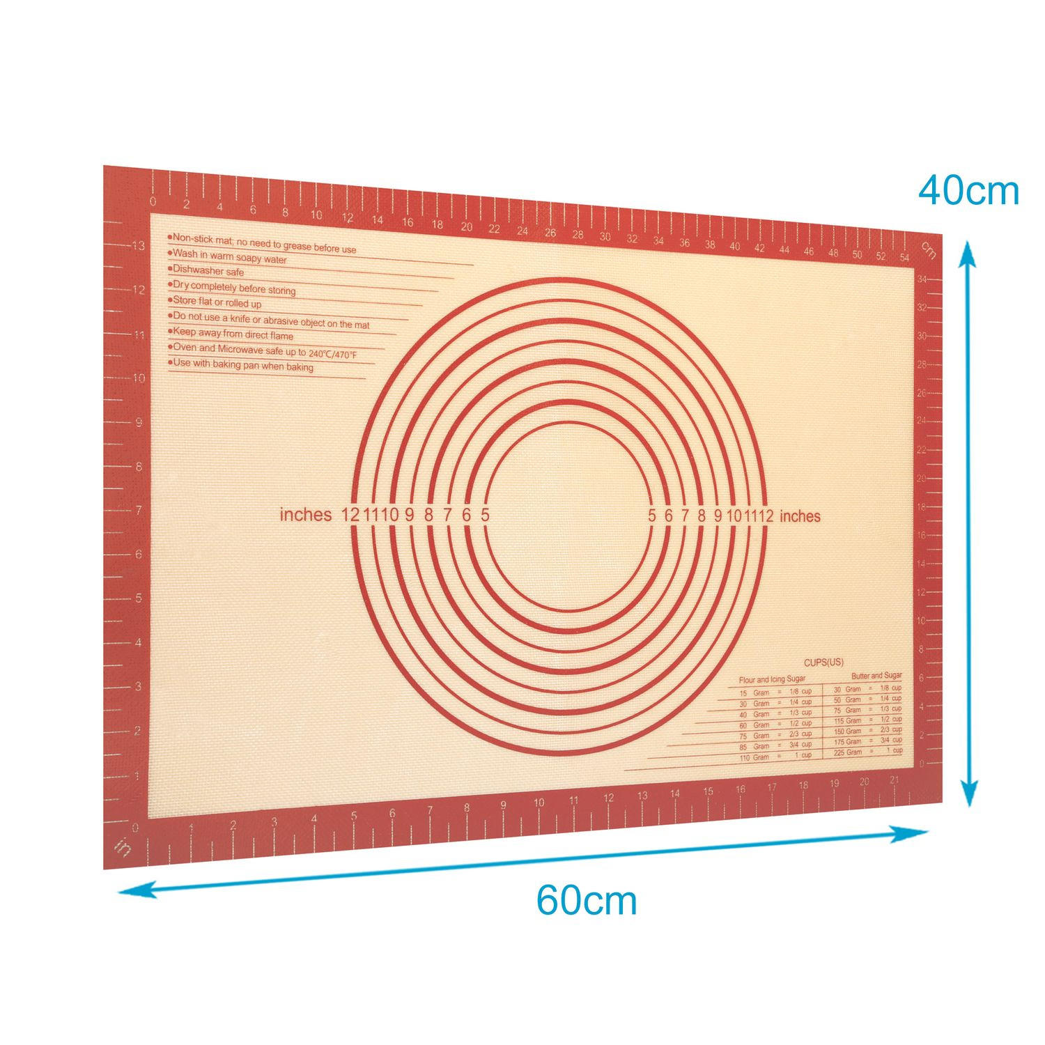 BACKMATTE 40 x 60 cm - Rot, Kunststoff (60/40cm) - Intirilife