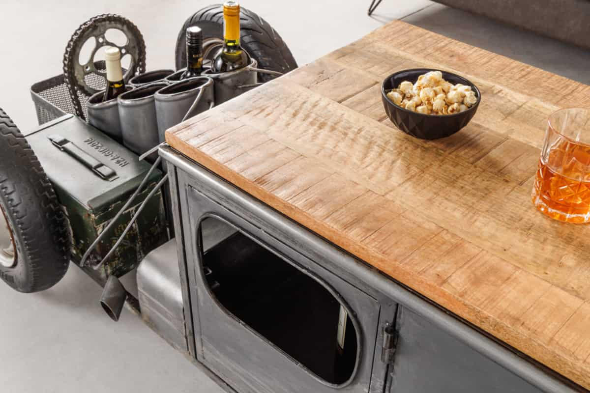 COUCHTISCH HOT ROD Mango Natur 165 cm - Silberfarben/Grau, Holz/Metall (73/165/56cm) - riess-ambiente