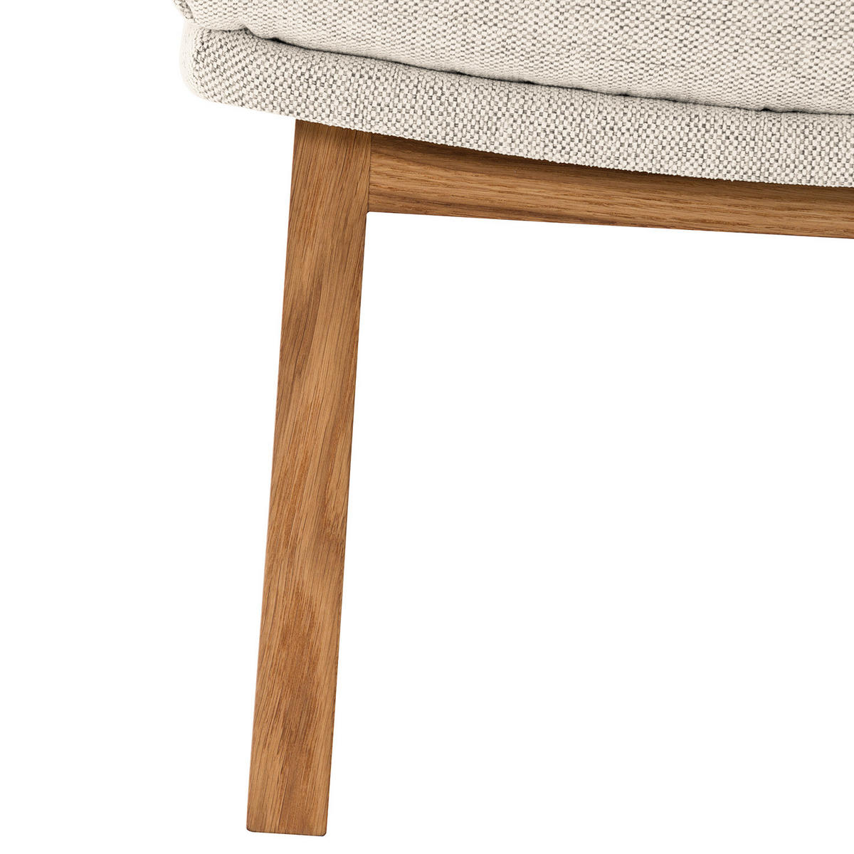 POLSTERHOCKER mit Holzfüßen - Eichefarben/Beige, Eichenholz/Textil (51/37/41cm) - home24