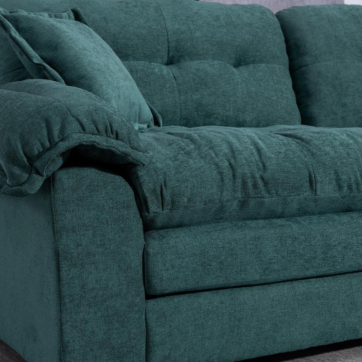 2-SITZER SOFA Chenille Grün mit Kissen - Grün, Holzwerkstoff/Kunststoff (213.4/87.6/90.1cm) - WISHDOR