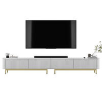TV skrinka Aurora, set 2 kusov s kovovým rámom, matná biela, 280 cm - biela/zlatá, kov/kompozitné drevo (280/44/35cm) - Meble Lindner