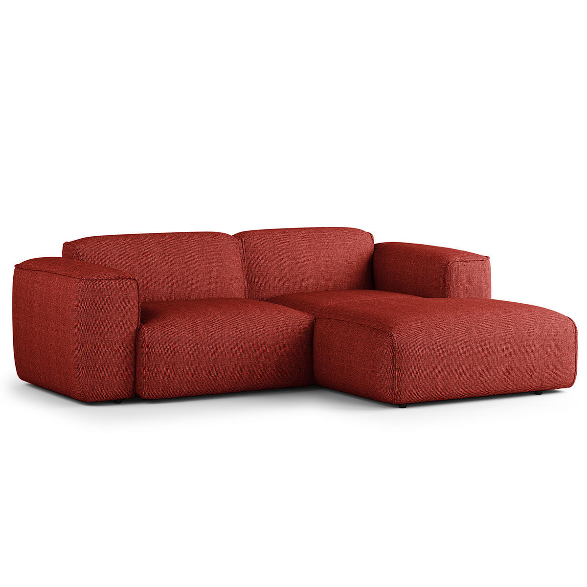 ECKSOFA mit XL-Longchair - Rot/Schwarz, Kunststoff/Textil (260/171cm) - home24