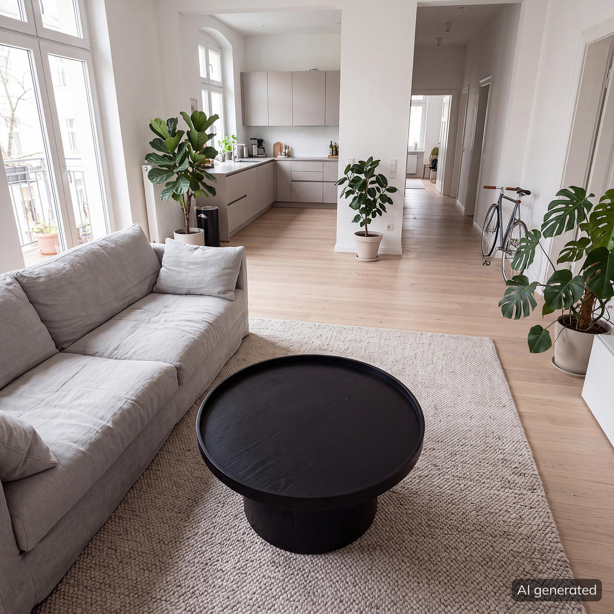 COUCHTISCH - MDF - Eiche - Eichefarben/Schwarz, Holzwerkstoff (80/80/35cm) - home24