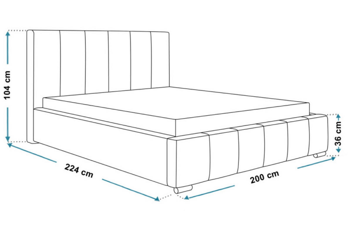 BETT Blau BEN 1 180x200 cm - Blau/Schwarz, Textil (180/200cm) - Sepro Meble