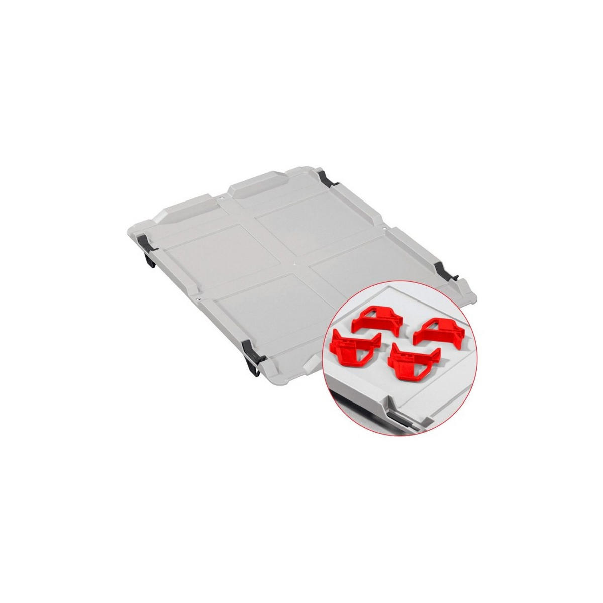 EUROBOX 4x Nextgen Economy Mit Auflagedeckel Grau/Rot Griffe Geschlossen 44 Liter - Rot, Kunststoff (40/22/60cm) - PROREGAL