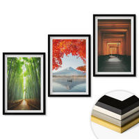 WANDBILDER 3er-Set - 40x60 cm Schwarzer Rahmen - Fuji-Bambuswaldlandschaft - Schwarz, Kunststoff (40/60cm) - ArtPrintCave