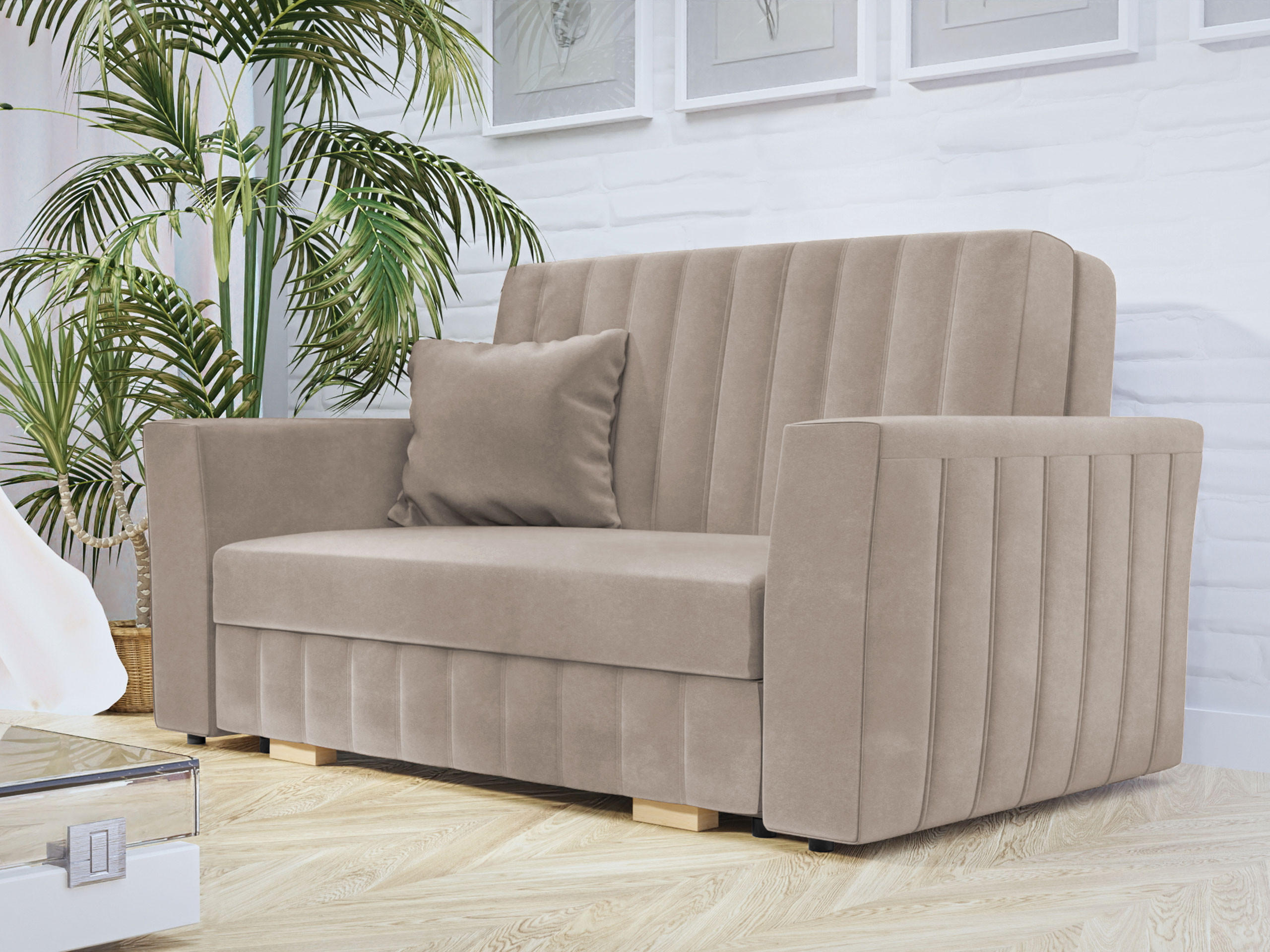 SCHLAFSOFA Viva Glam II - Naturfarben, Holz/Kunststoff (145/85/98cm) - MIRJAN24