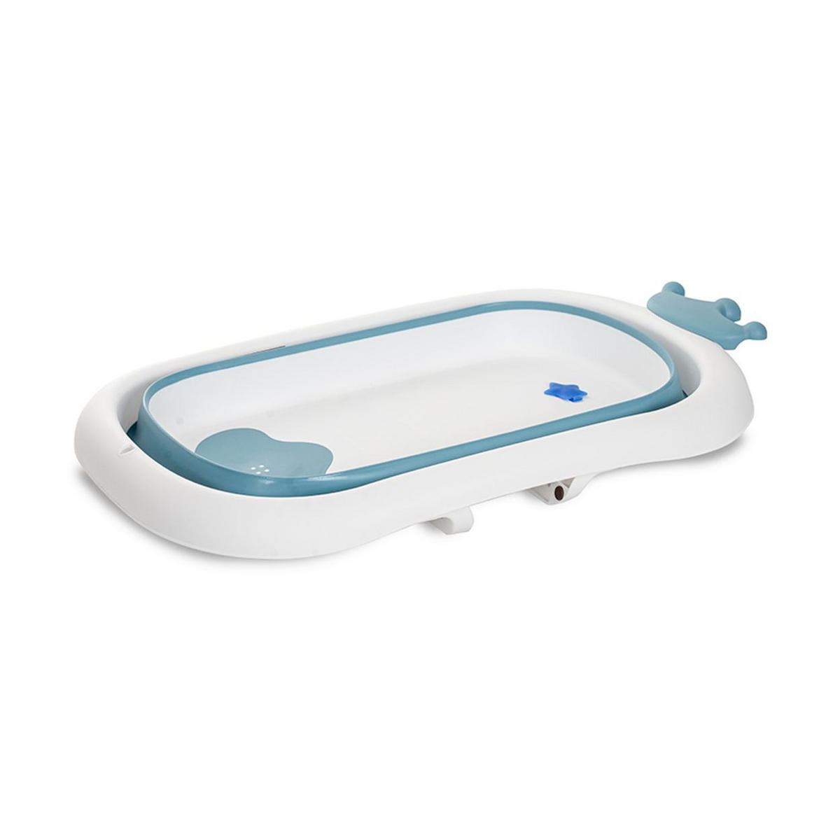 BABYBADEWANNE Royal blau weiß 83 cm, faltbar, Ablauf mit Schutzdeckel, rutschfeste Beine, ab Geburt - Blau, Kunststoff (50/83cm) - Lorelli