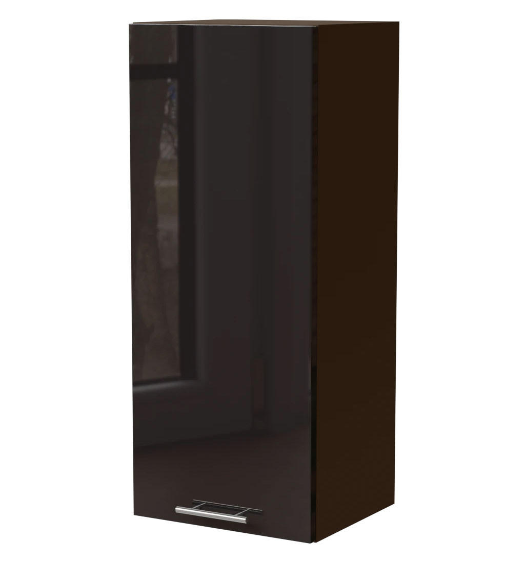 Feldmann-Wohnen Küchenhängeschrank Schwarz Hochglanz, Dunkelgrau 40x96x32.5 cm