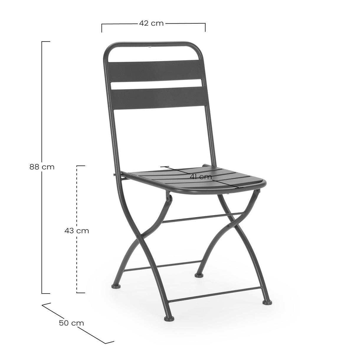 GARTENKLAPPSTUHL-SET Perla Metall - Schwarz, Metall (42/88/50cm) - VS Venta-stock