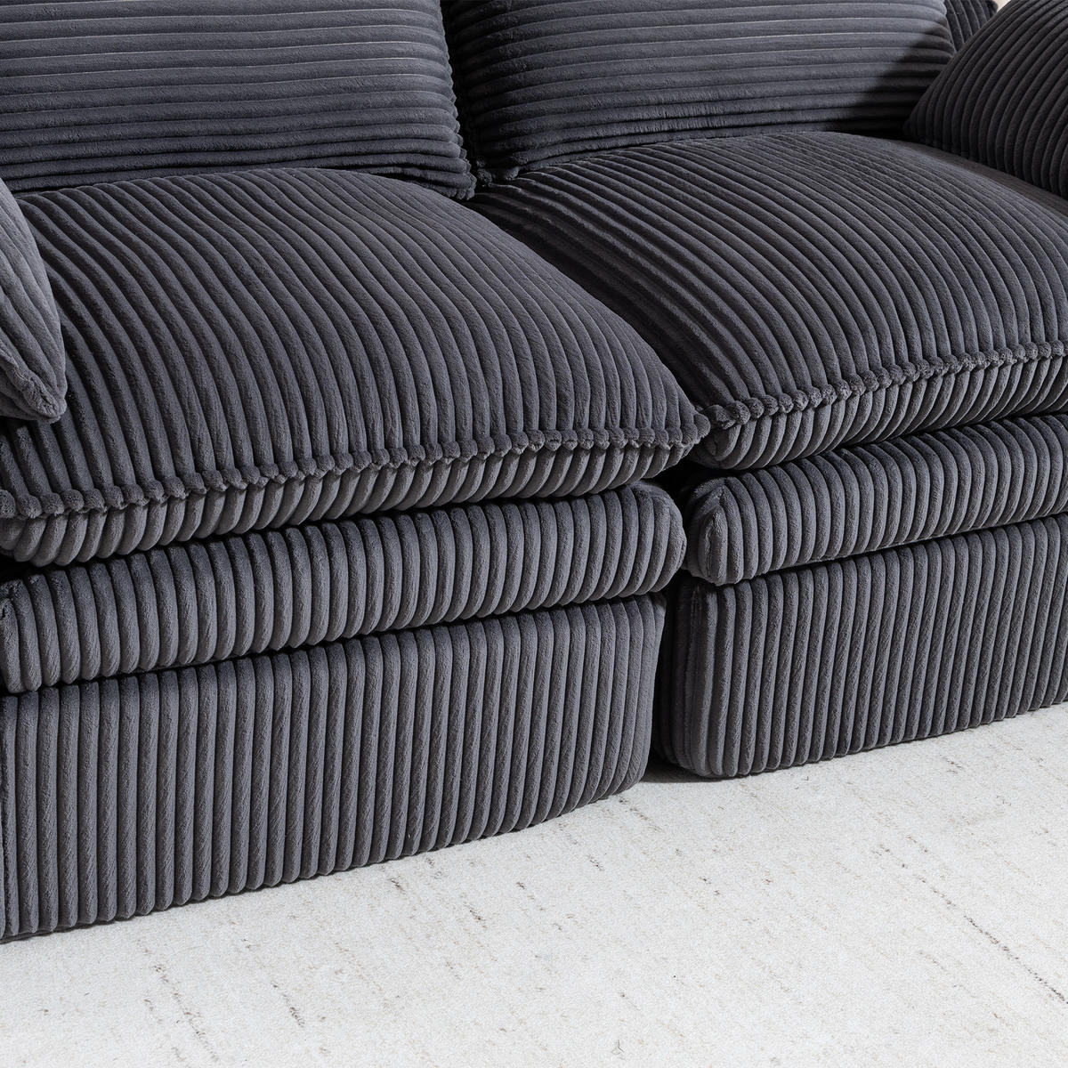 2-SITZER SOFA cordstoff mit seitentaschen & federkern - Dunkelgrau, Textil (191/85/94cm) - Urban Meuble