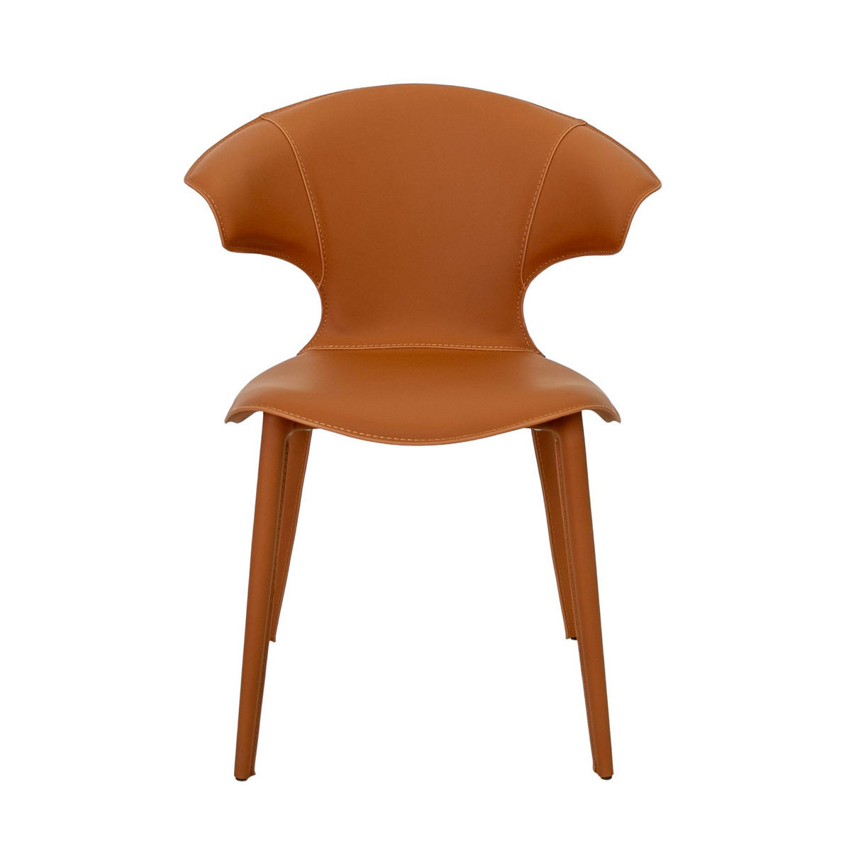 STUHL Stuhl aus orangefarbenem regeneriertem Leder 60/57/77 cm - Hellbraun/Gelb, Leder/Metall (60/77/57cm) - ANGEL CERDA