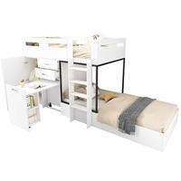 ETAGENBETT aus MDF 90x200 cm in Weiß mit Schreibtisch & Stauraum - Weiß, Holzwerkstoff (90/200cm) - Modfu