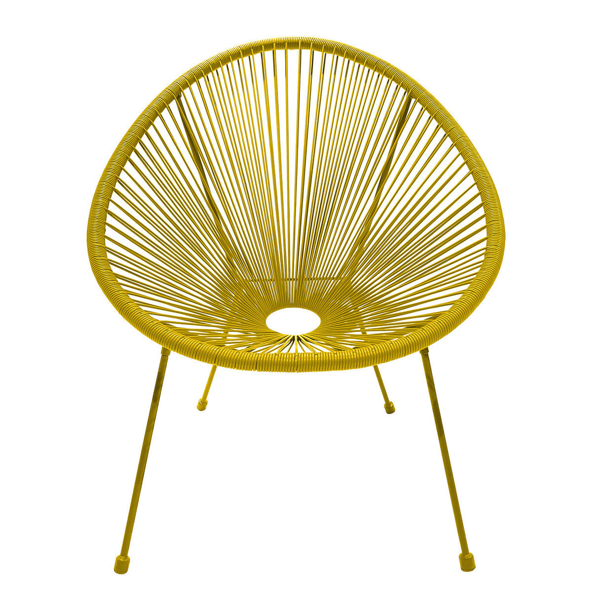 SITZGRUPPE - Stahl / Polyrattan - 3-teilig - Gelb, Naturmaterialien/Glas - home24