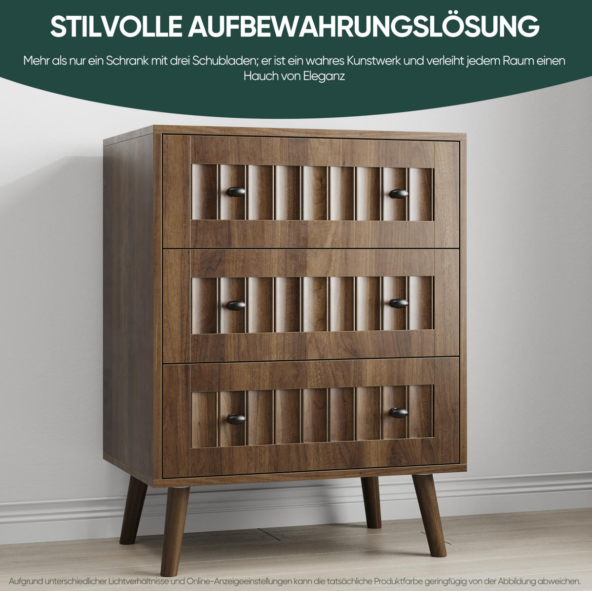 KOMMODE 60/79/40 cm Walnuss aus MDF mit 3 Schubladen - Walnussfarben, Holzwerkstoff (40/78/60cm) - OKMYHOME