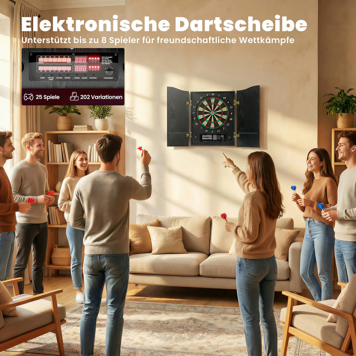 DARTSCHEIBE DE-10905 Holzoptik - Schwarz, Holzwerkstoff (65.5/96cm) - ComfortXL