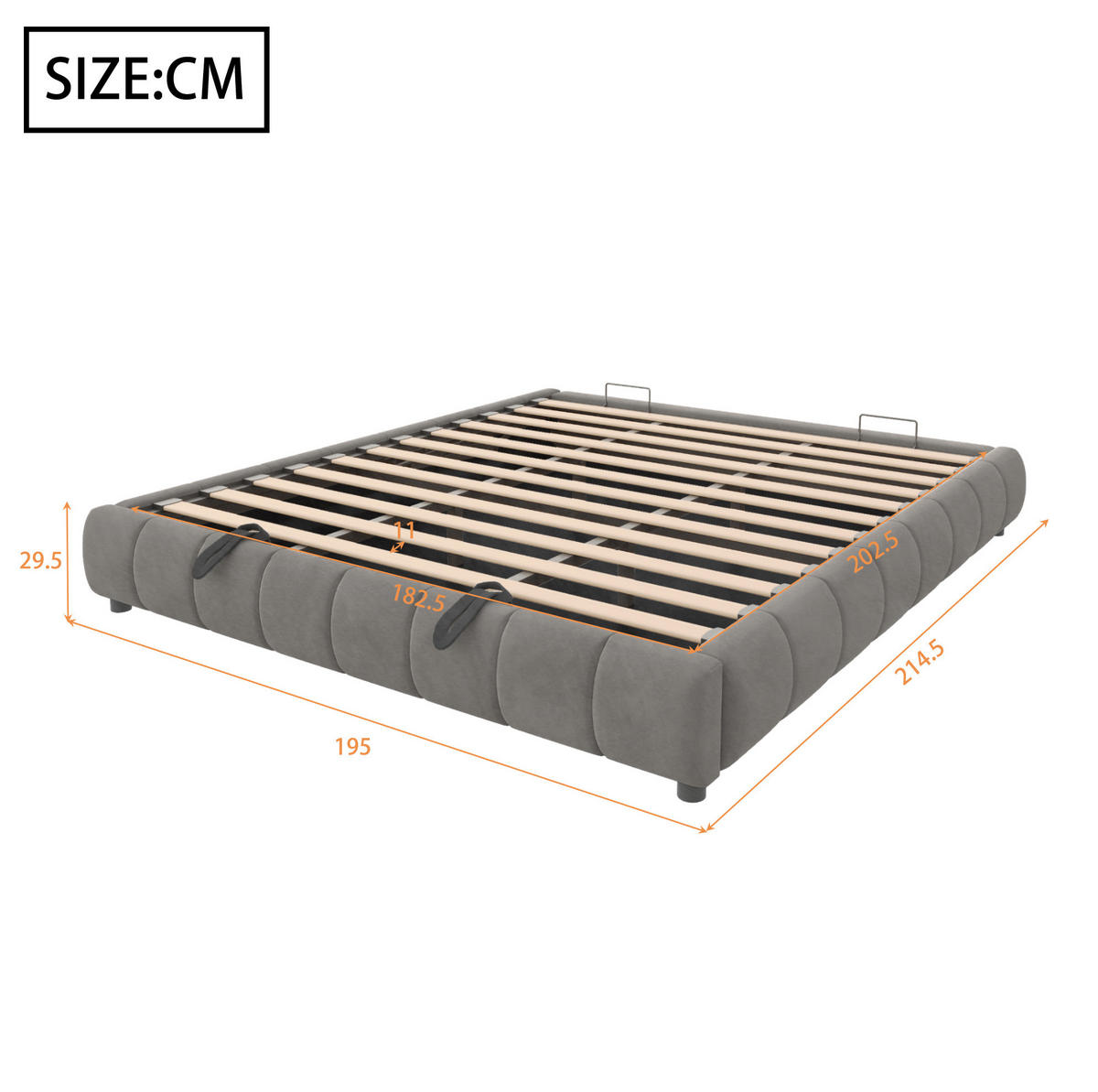 TAPECIRANI krevet 180/200 cm sivi od flanela s LED rasvjetom i spremištem - siva, tekstil (180/200cm) - OKWISH