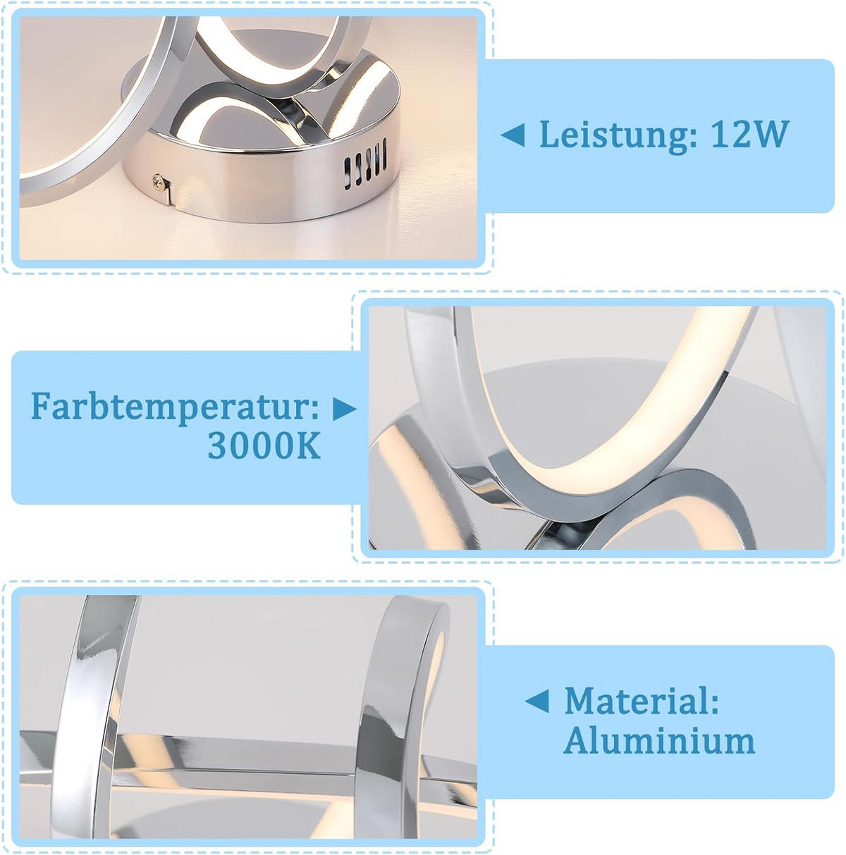 LED-DECKENLEUCHTE Kesselhainbach 14.5/17.0/34.0 cm - Edelstahlfarben, Metall (34/14.5/17cm) - ZMH