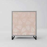 SIDEBOARD LEAVES ON BEIGE, Grau, 57,5x42x67,5 cm, Schwarze Metall-Rahmenfüße - Multicolor/Schwarz, Holzwerkstoff/Metall (57.5/67.5/42cm) - SpaceRebels
